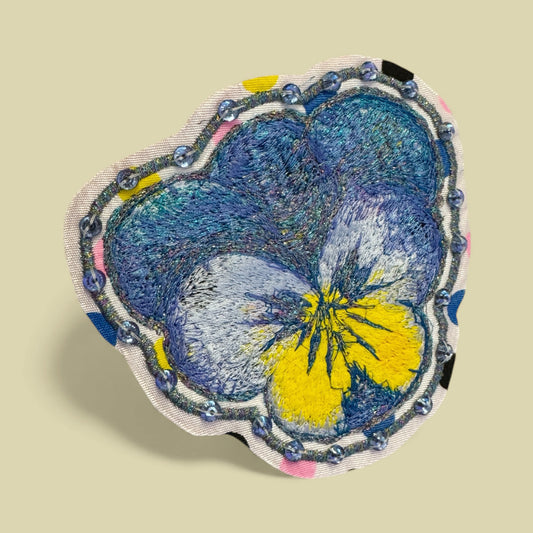 Pansy brooche blue and yellow