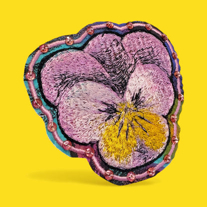 Pansy brooche pink and yellow
